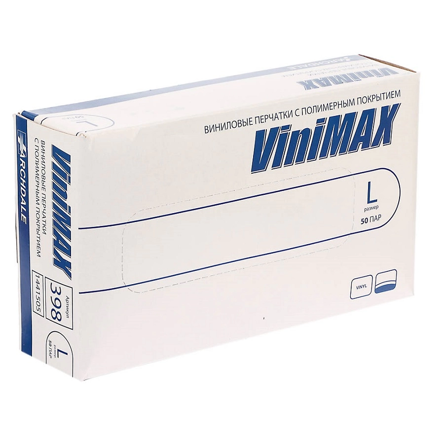 Перчатки "ViniMAX" виниловые L - прозрачные (100 шт/уп), 100 шт/упк